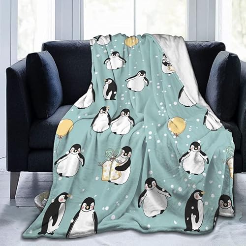 Boceoey Kuscheldecke 220x240 Pinguin Weiche Warme Decke Sofa, Fleecedecke Flauschig als Sofadecke, Couchdecke oder Wohndecke, Wolldecken für Bett Sofa Schlafzimmer Büro von Boceoey