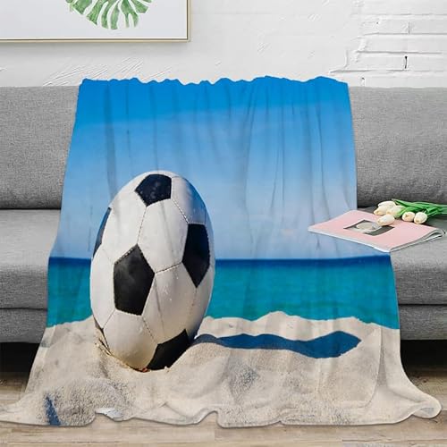 Kuscheldecke Flauschig Blau Weich Warme Fleecedecke für Bett Couch, Wolldecke als Sofadecke Wohndecke Tagesdecke oder Campingdecke 150x200 cm Fußball von Boceoey