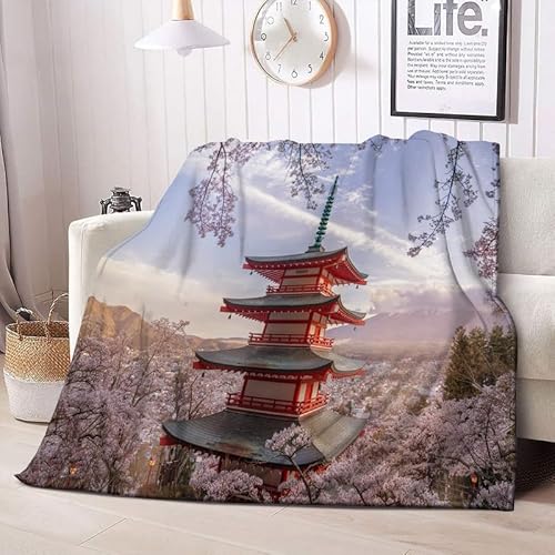 Kuscheldecke Flauschig Turm Japanischen Decke Sofa Flanell Fleecedecke, Weich und Warme Decken als Sofadecke Wohndecke Couchdecke Tagesdecke, Leichte Decke 180x200 cm von Boceoey