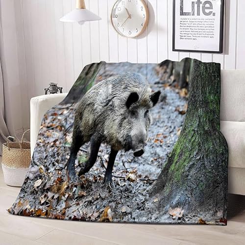 Kuscheldecke Flauschig Wildschwein Decke Sofa Fleecedecke, Warm Weich Wohndecke als Couchdecke Sofadecke Tagesdecke, Wolldecke Flanelldecke für Bett Schlafzimmer Deko 200x200 cm von Boceoey