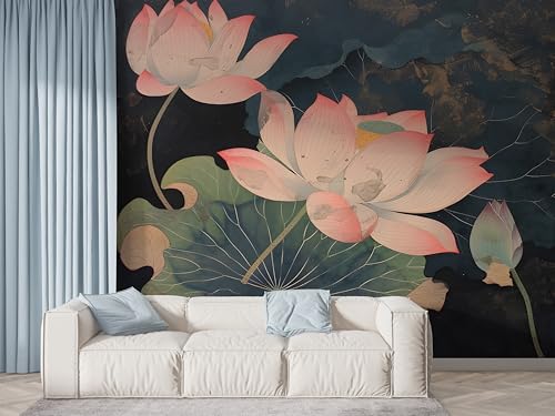 Lotus Aquarell Tapete, Botanisch Fototapete, Blühende Blume Wandpapier, Vliestapete Selbstklebende Wand Deko, Motivtapeten Schlafzimmer Wohnzimmer, 100x70 cm - F-418 Lotus Aquarell Tapete, Botanisch Fototapete, Blühende Blume Wandpapier, Vliestapete Selbstklebende Wand Deko, Motivtapeten Schlafzimmer Wohnzimmer, 100x70 cm - F-418 von Boceoey