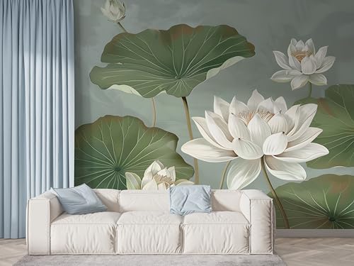 Lotus Aquarell Tapete, Botanisch Fototapete, Blühende Blume Wandpapier, Vliestapete Selbstklebende Wand Deko, Motivtapeten Schlafzimmer Wohnzimmer, 200x140 cm - F-430 Lotus Aquarell Tapete, Botanisch Fototapete, Blühende Blume Wandpapier, Vliestapete Selbstklebende Wand Deko, Motivtapeten Schlafzimmer Wohnzimmer, 200x140 cm - F-430 von Boceoey
