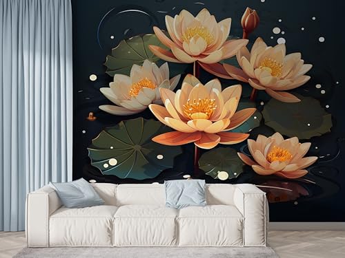 Lotus Aquarell Tapete, Botanisch Fototapete, Blühende Blume Wandpapier, Vliestapete Selbstklebende Wand Deko, Motivtapeten Schlafzimmer Wohnzimmer, 450x315 cm - F-436 Lotus Aquarell Tapete, Botanisch Fototapete, Blühende Blume Wandpapier, Vliestapete Selbstklebende Wand Deko, Motivtapeten Schlafzimmer Wohnzimmer, 450x315 cm - F-436 von Boceoey