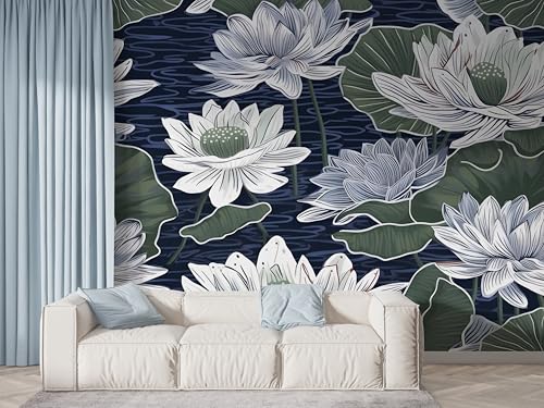 Lotus Aquarell Tapete, Botanisch Fototapete, Blühende Blume Wandpapier, Vliestapete Selbstklebende Wand Deko, Motivtapeten Schlafzimmer Wohnzimmer, 450x315 cm - F-442 Lotus Aquarell Tapete, Botanisch Fototapete, Blühende Blume Wandpapier, Vliestapete Selbstklebende Wand Deko, Motivtapeten Schlafzimmer Wohnzimmer, 450x315 cm - F-442 von Boceoey