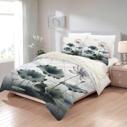 Lotus Bettdecke 200x220 4 Jahreszeiten - Bettdecken Japanischer Stil - Ganzjahresdecke Blumen - Waschbare Bettdecke ohne Bezug Nutzbar - Wende Muster Steppdecke mit 2 Kissenbezug - U-733 Lotus Bettdecke 200x220 4 Jahreszeiten - Bettdecken Japanischer Stil - Ganzjahresdecke Blumen - Waschbare Bettdecke ohne Bezug Nutzbar - Wende Muster Steppdecke mit 2 Kissenbezug - U-733 von Boceoey