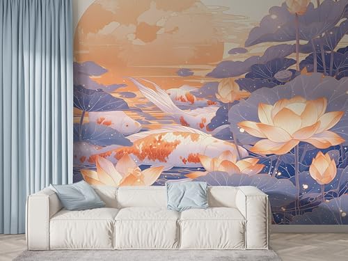 Lotus Blumen Tapete, Pflanzenteich Fototapete, Seerose Wandpapier, Vliestapete Selbstklebende Wand Deko, Motivtapeten Schlafzimmer Wohnzimmer, 150x100 cm - F-533 von Boceoey