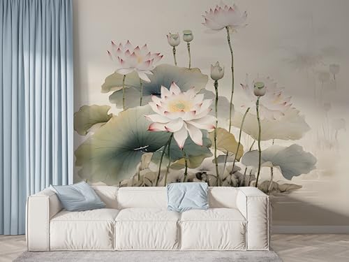 Lotus Blumen Tapete, Pflanzenteich Fototapete, Seerose Wandpapier, Vliestapete Selbstklebende Wand Deko, Motivtapeten Schlafzimmer Wohnzimmer, 350x256 cm - F-497 Lotus Blumen Tapete, Pflanzenteich Fototapete, Seerose Wandpapier, Vliestapete Selbstklebende Wand Deko, Motivtapeten Schlafzimmer Wohnzimmer, 350x256 cm - F-497 von Boceoey