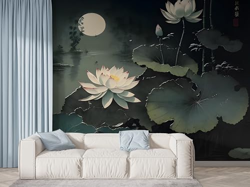 Lotus Blumen Tapete, Pflanzenteich Fototapete, Seerose Wandpapier, Vliestapete Selbstklebende Wand Deko, Motivtapeten Schlafzimmer Wohnzimmer, 450x315 cm - F-527 Lotus Blumen Tapete, Pflanzenteich Fototapete, Seerose Wandpapier, Vliestapete Selbstklebende Wand Deko, Motivtapeten Schlafzimmer Wohnzimmer, 450x315 cm - F-527 von Boceoey