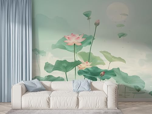 Lotus Botanisch Tapete, Orientalische Blumen Fototapete, Aquarell Wandpapier, Vliestapete Selbstklebende Wand Deko, Motivtapeten Schlafzimmer Wohnzimmer, 400x280 cm - F-428 Lotus Botanisch Tapete, Orientalische Blumen Fototapete, Aquarell Wandpapier, Vliestapete Selbstklebende Wand Deko, Motivtapeten Schlafzimmer Wohnzimmer, 400x280 cm - F-428 von Boceoey