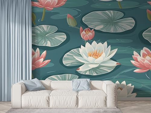 Lotus Botanisch Tapete, Orientalische Blumen Fototapete, Aquarell Wandpapier, Vliestapete Selbstklebende Wand Deko, Motivtapeten Schlafzimmer Wohnzimmer, 450x315 cm - F-416 Lotus Botanisch Tapete, Orientalische Blumen Fototapete, Aquarell Wandpapier, Vliestapete Selbstklebende Wand Deko, Motivtapeten Schlafzimmer Wohnzimmer, 450x315 cm - F-416 von Boceoey