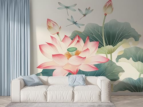 Lotus Floral Tapete, Botanisch Fototapete, Aquarell Wandpapier, Vliestapete Selbstklebende Wand Deko, Motivtapeten Schlafzimmer Wohnzimmer, 400x280 cm - F-457 Lotus Floral Tapete, Botanisch Fototapete, Aquarell Wandpapier, Vliestapete Selbstklebende Wand Deko, Motivtapeten Schlafzimmer Wohnzimmer, 400x280 cm - F-457 von Boceoey