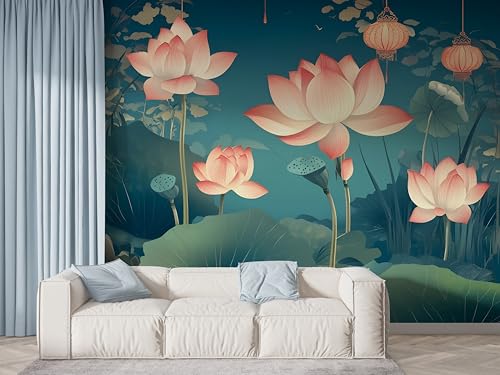 Lotus Orientalische Blumen Tapete, Botanisch Fototapete, Seerose Wandpapier, Vliestapete Selbstklebende Wand Deko, Motivtapeten Schlafzimmer Wohnzimmer, 200x140 cm - F-432 Lotus Orientalische Blumen Tapete, Botanisch Fototapete, Seerose Wandpapier, Vliestapete Selbstklebende Wand Deko, Motivtapeten Schlafzimmer Wohnzimmer, 200x140 cm - F-432 von Boceoey