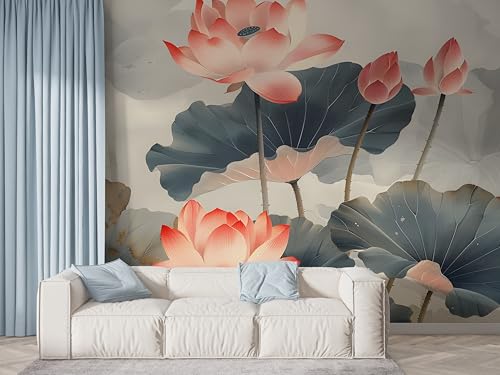 Lotus Orientalische Blumen Tapete, Botanisch Fototapete, Seerose Wandpapier, Vliestapete Selbstklebende Wand Deko, Motivtapeten Schlafzimmer Wohnzimmer, 400x280 cm - F-426 Lotus Orientalische Blumen Tapete, Botanisch Fototapete, Seerose Wandpapier, Vliestapete Selbstklebende Wand Deko, Motivtapeten Schlafzimmer Wohnzimmer, 400x280 cm - F-426 von Boceoey