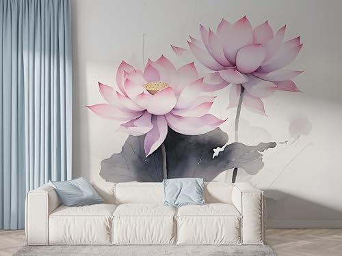Lotus Seerose Tapete, Pflanzen Fototapete, Orientalische Blumen Wandpapier, Vliestapete Selbstklebende Wand Deko, Motivtapeten Schlafzimmer Wohnzimmer, 200x140 cm - F-459 von Boceoey