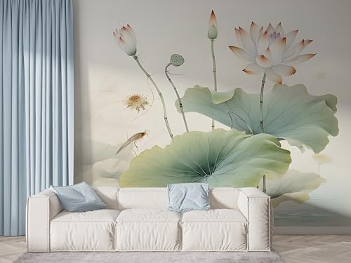 Lotus Seerose Tapete, Pflanzen Fototapete, Orientalische Blumen Wandpapier, Vliestapete Selbstklebende Wand Deko, Motivtapeten Schlafzimmer Wohnzimmer, 250x175 cm - F-501 Lotus Seerose Tapete, Pflanzen Fototapete, Orientalische Blumen Wandpapier, Vliestapete Selbstklebende Wand Deko, Motivtapeten Schlafzimmer Wohnzimmer, 250x175 cm - F-501 von Boceoey