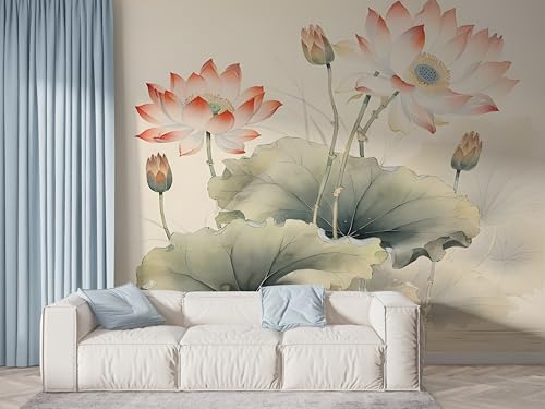 Lotus Seerose Tapete, Pflanzen Fototapete, Orientalische Blumen Wandpapier, Vliestapete Selbstklebende Wand Deko, Motivtapeten Schlafzimmer Wohnzimmer, 350x256 cm - F-489 Lotus Seerose Tapete, Pflanzen Fototapete, Orientalische Blumen Wandpapier, Vliestapete Selbstklebende Wand Deko, Motivtapeten Schlafzimmer Wohnzimmer, 350x256 cm - F-489 von Boceoey