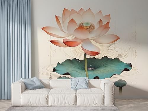 Lotus Seerose Tapete, Pflanzen Fototapete, Orientalische Blumen Wandpapier, Vliestapete Selbstklebende Wand Deko, Motivtapeten Schlafzimmer Wohnzimmer, 400x280 cm - F-447 Lotus Seerose Tapete, Pflanzen Fototapete, Orientalische Blumen Wandpapier, Vliestapete Selbstklebende Wand Deko, Motivtapeten Schlafzimmer Wohnzimmer, 400x280 cm - F-447 von Boceoey