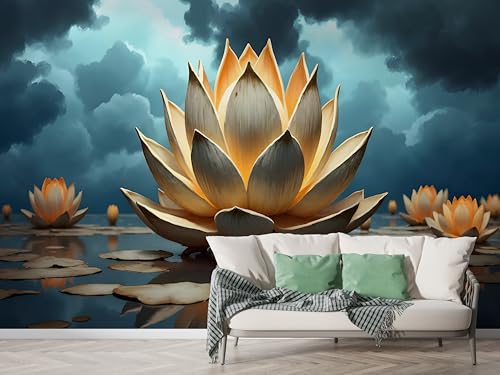 Lotus Zen Stil Tapete, Landschaft Fototapete, Blumen Wandpapier, Vliestapete Selbstklebende Wand Deko, Motivtapeten Schlafzimmer Wohnzimmer, 350x256 cm - M-812 Lotus Zen Stil Tapete, Landschaft Fototapete, Blumen Wandpapier, Vliestapete Selbstklebende Wand Deko, Motivtapeten Schlafzimmer Wohnzimmer, 350x256 cm - M-812 von Boceoey