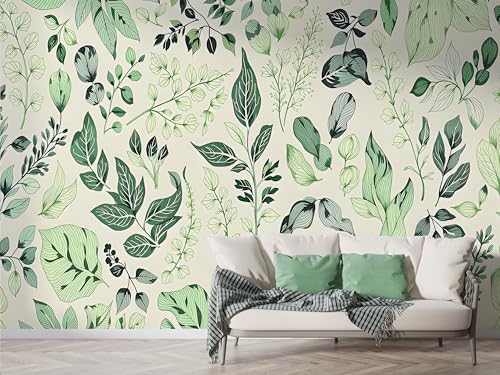 Palme Blatt Botanisch Tapete, Tropisch Fototapete, Blätter Wandpapier, Vliestapete Selbstklebende Wand Deko, Motivtapeten Schlafzimmer Wohnzimmer, 400x280 cm - F-216 von Boceoey