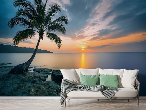 Palme Sonnenuntergang Tapete, Ozean Fototapete, Landschaft Wandpapier, Vliestapete Selbstklebende Wand Deko, Motivtapeten Schlafzimmer Wohnzimmer, 450x315 cm - M-559 Palme Sonnenuntergang Tapete, Ozean Fototapete, Landschaft Wandpapier, Vliestapete Selbstklebende Wand Deko, Motivtapeten Schlafzimmer Wohnzimmer, 450x315 cm - M-559 von Boceoey