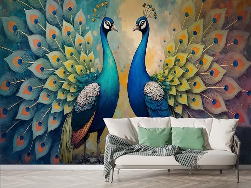 Pfau Feder Tapete, Ethnisch Fototapete, Luxus Wandpapier, Vliestapete Selbstklebende Wand Deko, Motivtapeten Schlafzimmer Wohnzimmer, 400x280 cm - F-328 Pfau Feder Tapete, Ethnisch Fototapete, Luxus Wandpapier, Vliestapete Selbstklebende Wand Deko, Motivtapeten Schlafzimmer Wohnzimmer, 400x280 cm - F-328 von Boceoey