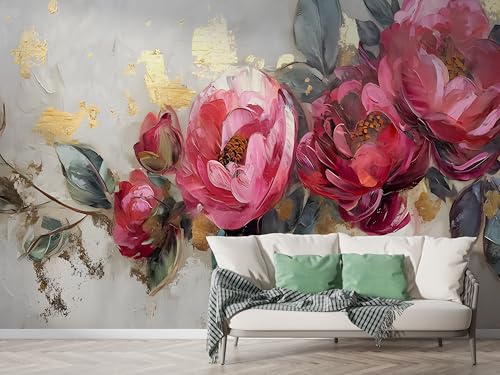 Pfingstrose Retro Tapete, Blumen Fototapete, Marmor Wandpapier, Vliestapete Selbstklebende Wand Deko, Motivtapeten Schlafzimmer Wohnzimmer, 150x100 cm - M-793 Pfingstrose Retro Tapete, Blumen Fototapete, Marmor Wandpapier, Vliestapete Selbstklebende Wand Deko, Motivtapeten Schlafzimmer Wohnzimmer, 150x100 cm - M-793 von Boceoey