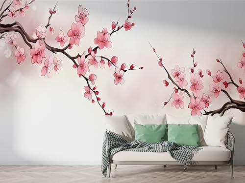 Pfirsichblüte Aquarell Tapete, Blumenzweig Fototapete, Pflanzen Wandpapier, Vliestapete Selbstklebende Wand Deko, Motivtapeten Schlafzimmer Wohnzimmer, 200x140 cm - M-570 Pfirsichblüte Aquarell Tapete, Blumenzweig Fototapete, Pflanzen Wandpapier, Vliestapete Selbstklebende Wand Deko, Motivtapeten Schlafzimmer Wohnzimmer, 200x140 cm - M-570 von Boceoey