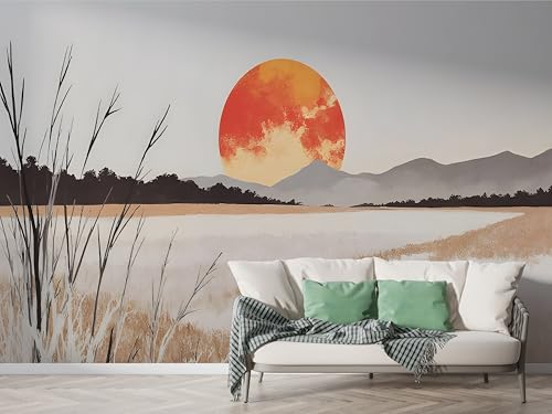 Schilf Selbstklebende Tapete Berg Wandbilder, Vlies Fototapete mit Sonnenuntergang Landschaft Motiv, 3D Effekt Wandtapete Deko, Abziehen & Aufkleben, 400x280 cm - M-554 Schilf Selbstklebende Tapete Berg Wandbilder, Vlies Fototapete mit Sonnenuntergang Landschaft Motiv, 3D Effekt Wandtapete Deko, Abziehen & Aufkleben, 400x280 cm - M-554 von Boceoey