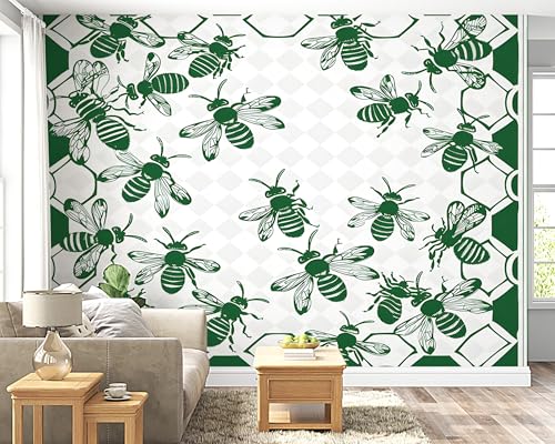 Selbstklebende Tapete Biene Einfache Zeichnung Wandbilder, Vlies Fototapete mit Tiere Tier Motiv, 3D Effekt Wandtapete Deko, Abziehen & Aufkleben, 200x140 cm - F-75 von Boceoey