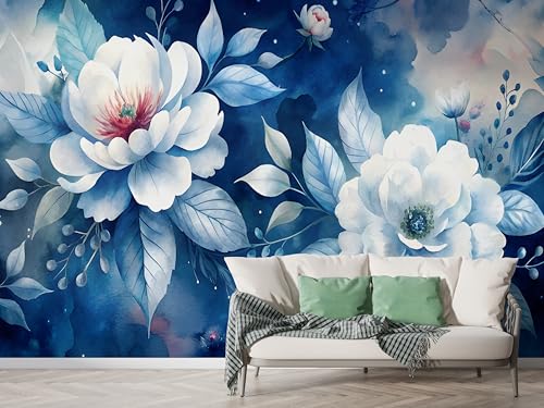 Selbstklebende Tapete Blaue Blume Aquarell Wandbilder, Vlies Fototapete mit Blumenstrauß Blumenzweig Motiv, 3D Effekt Wandtapete Deko, Abziehen & Aufkleben, 300x210 cm - M-716 Selbstklebende Tapete Blaue Blume Aquarell Wandbilder, Vlies Fototapete mit Blumenstrauß Blumenzweig Motiv, 3D Effekt Wandtapete Deko, Abziehen & Aufkleben, 300x210 cm - M-716 von Boceoey