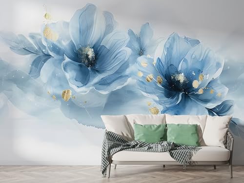 Selbstklebende Tapete Blaue Blume Aquarell Wandbilder, Vlies Fototapete mit Nordischer Stil Blumen Motiv, 3D Effekt Wandtapete Deko, Abziehen & Aufkleben, 100x70 cm - M-768 Selbstklebende Tapete Blaue Blume Aquarell Wandbilder, Vlies Fototapete mit Nordischer Stil Blumen Motiv, 3D Effekt Wandtapete Deko, Abziehen & Aufkleben, 100x70 cm - M-768 von Boceoey