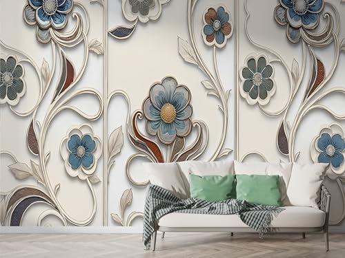 Selbstklebende Tapete Blumen Geometrisch Wandbilder, Vlies Fototapete mit Nordischer Stil Modern Motiv, 3D Effekt Wandtapete Deko, Abziehen & Aufkleben, 100x70 cm - F-230 Selbstklebende Tapete Blumen Geometrisch Wandbilder, Vlies Fototapete mit Nordischer Stil Modern Motiv, 3D Effekt Wandtapete Deko, Abziehen & Aufkleben, 100x70 cm - F-230 von Boceoey