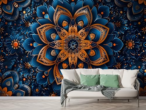 Selbstklebende Tapete Boho Blumen Wandbilder, Vlies Fototapete mit Geometrisch Ethnisch Motiv, 3D Effekt Wandtapete Deko, Abziehen & Aufkleben, 250x175 cm - M-791 Selbstklebende Tapete Boho Blumen Wandbilder, Vlies Fototapete mit Geometrisch Ethnisch Motiv, 3D Effekt Wandtapete Deko, Abziehen & Aufkleben, 250x175 cm - M-791 von Boceoey