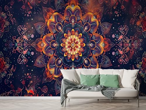 Selbstklebende Tapete Boho Geometrisch Wandbilder, Vlies Fototapete mit Blumen Ethnisch Motiv, 3D Effekt Wandtapete Deko, Abziehen & Aufkleben, 300x210 cm - M-805 Selbstklebende Tapete Boho Geometrisch Wandbilder, Vlies Fototapete mit Blumen Ethnisch Motiv, 3D Effekt Wandtapete Deko, Abziehen & Aufkleben, 300x210 cm - M-805 von Boceoey
