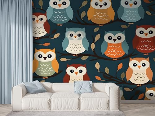 Selbstklebende Tapete Halloween Eule Wandbilder, Vlies Fototapete mit Vogel Botanisch Motiv, 3D Effekt Wandtapete Deko, Abziehen & Aufkleben, 450x315 cm - F-598 Selbstklebende Tapete Halloween Eule Wandbilder, Vlies Fototapete mit Vogel Botanisch Motiv, 3D Effekt Wandtapete Deko, Abziehen & Aufkleben, 450x315 cm - F-598 von Boceoey