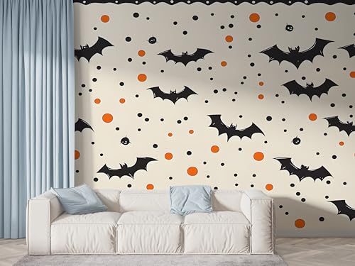 Selbstklebende Tapete Halloween Fledermaus Wandbilder, Vlies Fototapete mit Geometrie Patchwork Motiv, 3D Effekt Wandtapete Deko, Abziehen & Aufkleben, 300x210 cm - F-646 Selbstklebende Tapete Halloween Fledermaus Wandbilder, Vlies Fototapete mit Geometrie Patchwork Motiv, 3D Effekt Wandtapete Deko, Abziehen & Aufkleben, 300x210 cm - F-646 von Boceoey