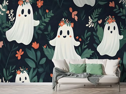 Selbstklebende Tapete Halloween Geist Wandbilder, Vlies Fototapete mit Blume Botanik Motiv, 3D Effekt Wandtapete Deko, Abziehen & Aufkleben, 450x315 cm - F-406 Selbstklebende Tapete Halloween Geist Wandbilder, Vlies Fototapete mit Blume Botanik Motiv, 3D Effekt Wandtapete Deko, Abziehen & Aufkleben, 450x315 cm - F-406 von Boceoey