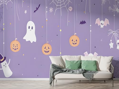 Selbstklebende Tapete Halloween Geist Wandbilder, Vlies Fototapete mit Kürbis Fledermäuse Spinnennetze Motiv, 3D Effekt Wandtapete Deko, Abziehen & Aufkleben, 400x280 cm - F-351 Selbstklebende Tapete Halloween Geist Wandbilder, Vlies Fototapete mit Kürbis Fledermäuse Spinnennetze Motiv, 3D Effekt Wandtapete Deko, Abziehen & Aufkleben, 400x280 cm - F-351 von Boceoey