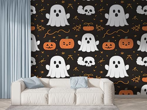 Selbstklebende Tapete Halloween Geist Wandbilder, Vlies Fototapete mit Kürbis Sternenhimmel Motiv, 3D Effekt Wandtapete Deko, Abziehen & Aufkleben, 150x100 cm - F-622 Selbstklebende Tapete Halloween Geist Wandbilder, Vlies Fototapete mit Kürbis Sternenhimmel Motiv, 3D Effekt Wandtapete Deko, Abziehen & Aufkleben, 150x100 cm - F-622 von Boceoey