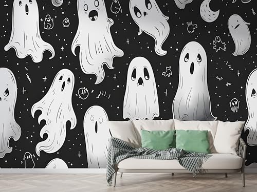 Selbstklebende Tapete Halloween Geist Wandbilder, Vlies Fototapete mit Kürbis Sternenhimmel Motiv, 3D Effekt Wandtapete Deko, Abziehen & Aufkleben, 350x256 cm - F-403 Selbstklebende Tapete Halloween Geist Wandbilder, Vlies Fototapete mit Kürbis Sternenhimmel Motiv, 3D Effekt Wandtapete Deko, Abziehen & Aufkleben, 350x256 cm - F-403 von Boceoey