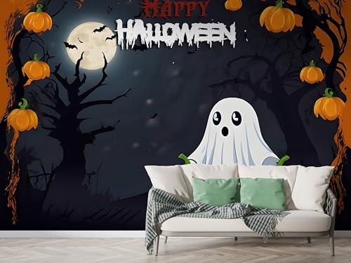 Selbstklebende Tapete Halloween Geist Wandbilder, Vlies Fototapete mit Kürbis Vollmondnacht Motiv, 3D Effekt Wandtapete Deko, Abziehen & Aufkleben, 200x140 cm - F-392 Selbstklebende Tapete Halloween Geist Wandbilder, Vlies Fototapete mit Kürbis Vollmondnacht Motiv, 3D Effekt Wandtapete Deko, Abziehen & Aufkleben, 200x140 cm - F-392 von Boceoey