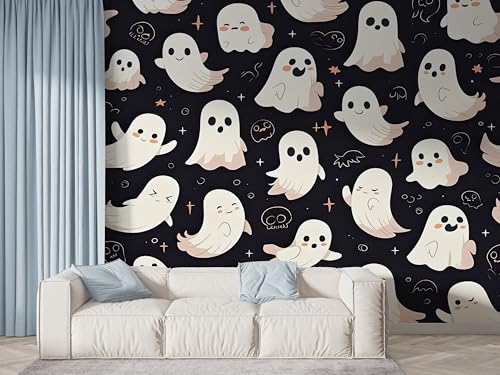 Selbstklebende Tapete Halloween Geist Wandbilder, Vlies Fototapete mit Sternenhimmel Party Motiv, 3D Effekt Wandtapete Deko, Abziehen & Aufkleben, 100x70 cm - F-660 Selbstklebende Tapete Halloween Geist Wandbilder, Vlies Fototapete mit Sternenhimmel Party Motiv, 3D Effekt Wandtapete Deko, Abziehen & Aufkleben, 100x70 cm - F-660 von Boceoey