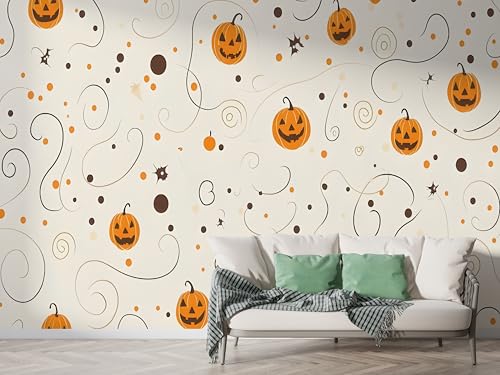 Selbstklebende Tapete Halloween Kürbis Wandbilder, Vlies Fototapete mit Sternenhimmel Feiertag Motiv, 3D Effekt Wandtapete Deko, Abziehen & Aufkleben, 450x315 cm - F-375 Selbstklebende Tapete Halloween Kürbis Wandbilder, Vlies Fototapete mit Sternenhimmel Feiertag Motiv, 3D Effekt Wandtapete Deko, Abziehen & Aufkleben, 450x315 cm - F-375 von Boceoey
