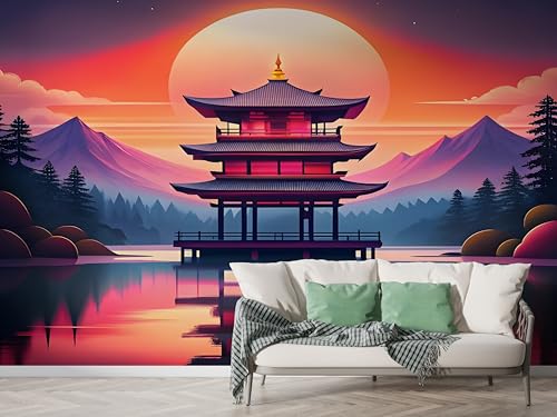 Selbstklebende Tapete Japanisch Berg Fuji Wandbilder, Vlies Fototapete mit Japan Aquarell Gebäude Motiv, 3D Effekt Wandtapete Deko, Abziehen & Aufkleben, 450x315 cm - M-624 Selbstklebende Tapete Japanisch Berg Fuji Wandbilder, Vlies Fototapete mit Japan Aquarell Gebäude Motiv, 3D Effekt Wandtapete Deko, Abziehen & Aufkleben, 450x315 cm - M-624 von Boceoey