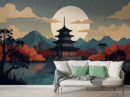 Selbstklebende Tapete Japanisch Berg Fuji Wandbilder, Vlies Fototapete mit Japan Aquarellgebäude Motiv, 3D Effekt Wandtapete Deko, Abziehen & Aufkleben, 450x315 cm - M-676 Selbstklebende Tapete Japanisch Berg Fuji Wandbilder, Vlies Fototapete mit Japan Aquarellgebäude Motiv, 3D Effekt Wandtapete Deko, Abziehen & Aufkleben, 450x315 cm - M-676 von Boceoey