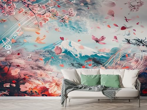 Selbstklebende Tapete Japanisch Berg Fuji Wandbilder, Vlies Fototapete mit Japan Kirschblüte Motiv, 3D Effekt Wandtapete Deko, Abziehen & Aufkleben, 300x210 cm - M-697 Selbstklebende Tapete Japanisch Berg Fuji Wandbilder, Vlies Fototapete mit Japan Kirschblüte Motiv, 3D Effekt Wandtapete Deko, Abziehen & Aufkleben, 300x210 cm - M-697 von Boceoey
