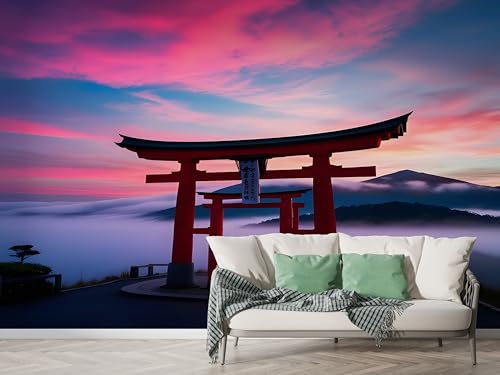 Selbstklebende Tapete Japanisch Berg Fuji Wandbilder, Vlies Fototapete mit Japan Torii Motiv, 3D Effekt Wandtapete Deko, Abziehen & Aufkleben, 450x315 cm - M-696 Selbstklebende Tapete Japanisch Berg Fuji Wandbilder, Vlies Fototapete mit Japan Torii Motiv, 3D Effekt Wandtapete Deko, Abziehen & Aufkleben, 450x315 cm - M-696 von Boceoey