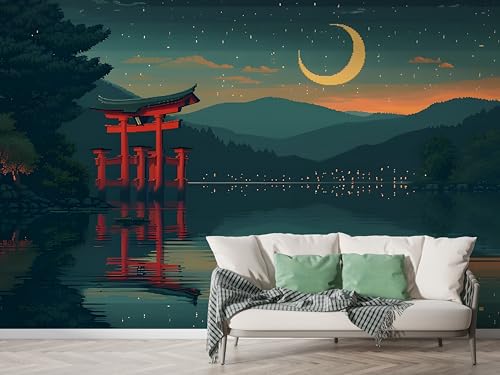Selbstklebende Tapete Japanisch Berg Fuji Wandbilder, Vlies Fototapete mit Japan Torii Sternenhimmel Motiv, 3D Effekt Wandtapete Deko, Abziehen & Aufkleben, 450x315 cm - M-693 Selbstklebende Tapete Japanisch Berg Fuji Wandbilder, Vlies Fototapete mit Japan Torii Sternenhimmel Motiv, 3D Effekt Wandtapete Deko, Abziehen & Aufkleben, 450x315 cm - M-693 von Boceoey