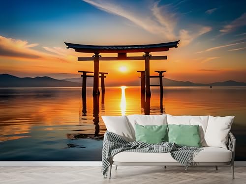 Selbstklebende Tapete Japanisch Sonnenuntergang Wandbilder, Vlies Fototapete mit Japan Torii Motiv, 3D Effekt Wandtapete Deko, Abziehen & Aufkleben, 400x280 cm - M-699 Selbstklebende Tapete Japanisch Sonnenuntergang Wandbilder, Vlies Fototapete mit Japan Torii Motiv, 3D Effekt Wandtapete Deko, Abziehen & Aufkleben, 400x280 cm - M-699 von Boceoey