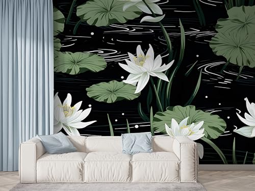 Selbstklebende Tapete Lotus Aquarell Wandbilder, Vlies Fototapete mit Botanisch Blühende Blume Motiv, 3D Effekt Wandtapete Deko, Abziehen & Aufkleben, 100x70 cm - F-496 Selbstklebende Tapete Lotus Aquarell Wandbilder, Vlies Fototapete mit Botanisch Blühende Blume Motiv, 3D Effekt Wandtapete Deko, Abziehen & Aufkleben, 100x70 cm - F-496 von Boceoey